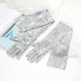 thumbnail image 6 of Yartina Womens Long Opera Party Glove Sequins 28-inch Wedding Party Accessories Sun Protection Gloves Silver One Size, 6 of 7