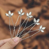 Crystal Bride Wedding Hair Pins Bridal Hair Piece Wedding Hair Accessories for Women and Girls (Pack of 5) (A Silver)