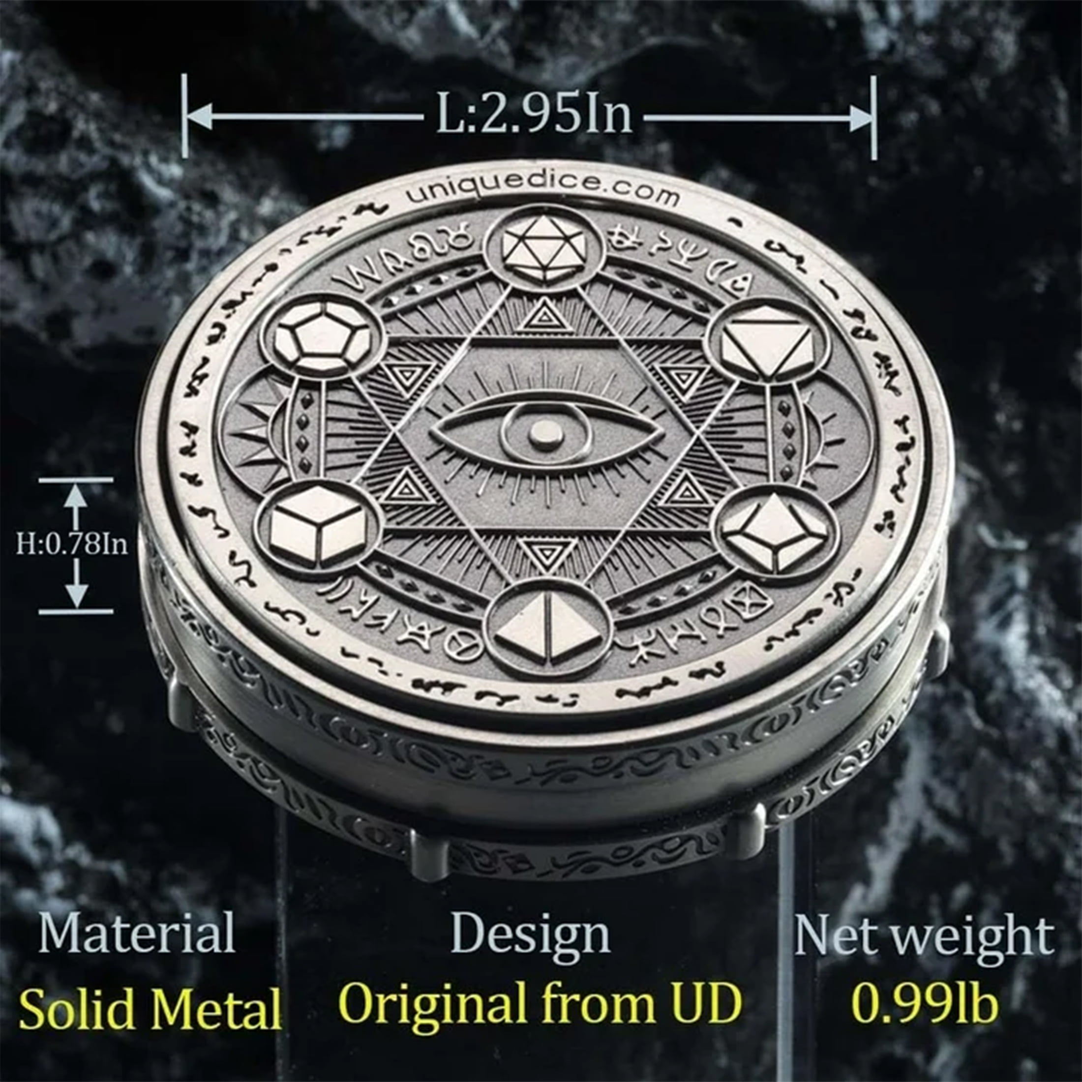 Metal DND Dice Spinner/Wand Dice, Cthulhu Awaken, Random King 7-in-2 Dual-Spin Wheels Dice