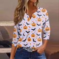 thumbnail image 2 of Trgacdwlo Halloween 3/4 Sleeve Tops for Women Cat Pumpkin Print Fall Womens Henley Tops Funny Ghost Graphic Pullover Shirts, 2 of 5