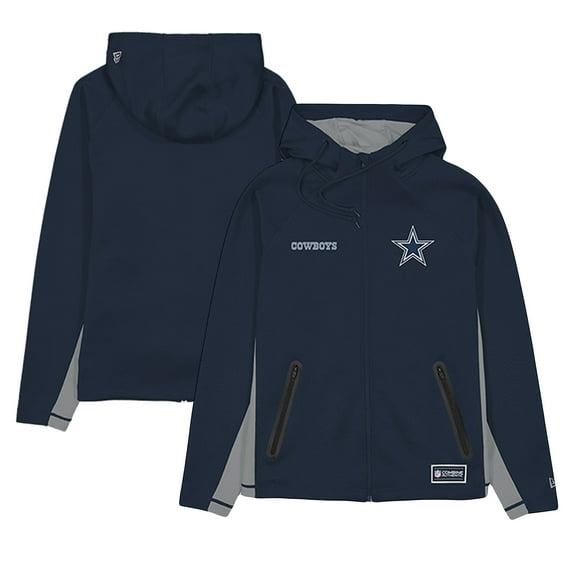 Men's New Era  Navy Dallas Cowboys Combine Authentic Raglan Scuba Full-Zip Hoodie
