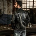thumbnail image 2 of Cafe Racer Leather Jacket Best Motorcycle Jacket Motorcycle Leather Jacket Mens Black Leather Biker Jacket Motorcycle Jackets For Men size XXXL, 2 of 5