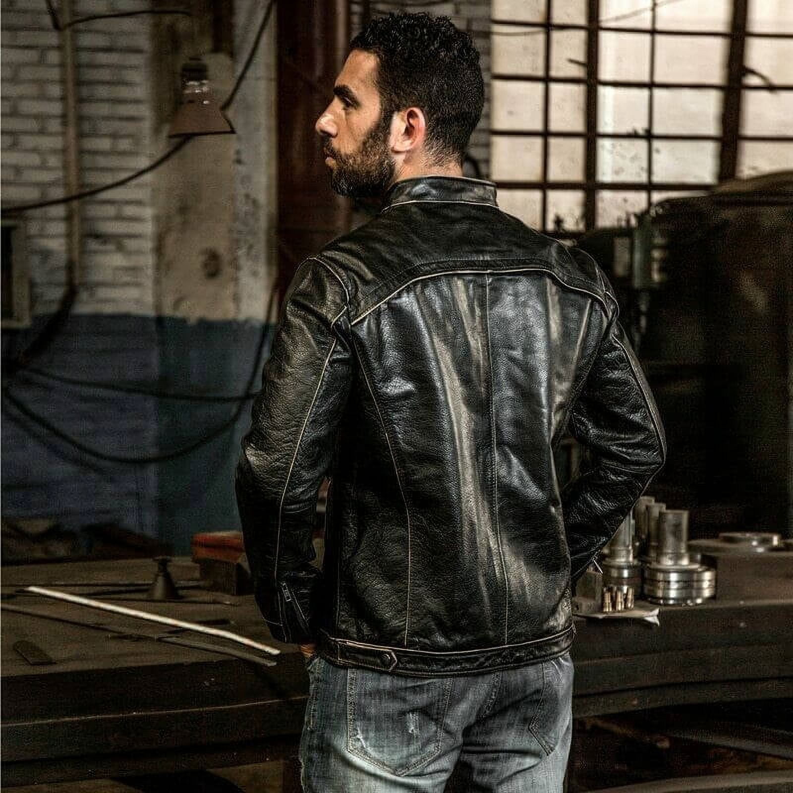 Cafe Racer Leather Jacket Best Motorcycle Jacket Motorcycle Leather Jacket Mens Black Leather Biker Jacket Motorcycle Jackets For Men size 5XL