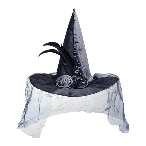 para mujer, accesorios para fotos, accesorio de disfraz de personaje, sombreros de adulto puntiagudos de Negro Hugo sombrero de halloween