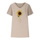 thumbnail image 5 of Camiseta de Manga Corta con Cuello en V con Impresión de Girasol, Algodón Casual Y Top de Cáñamo, 5 of 6