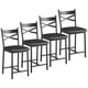 thumbnail image 1 of Juego de 4 taburetes de bar con respaldo y reposapiés, taburetes de altura para barra, tapizados en cuero PU, 1 of 8