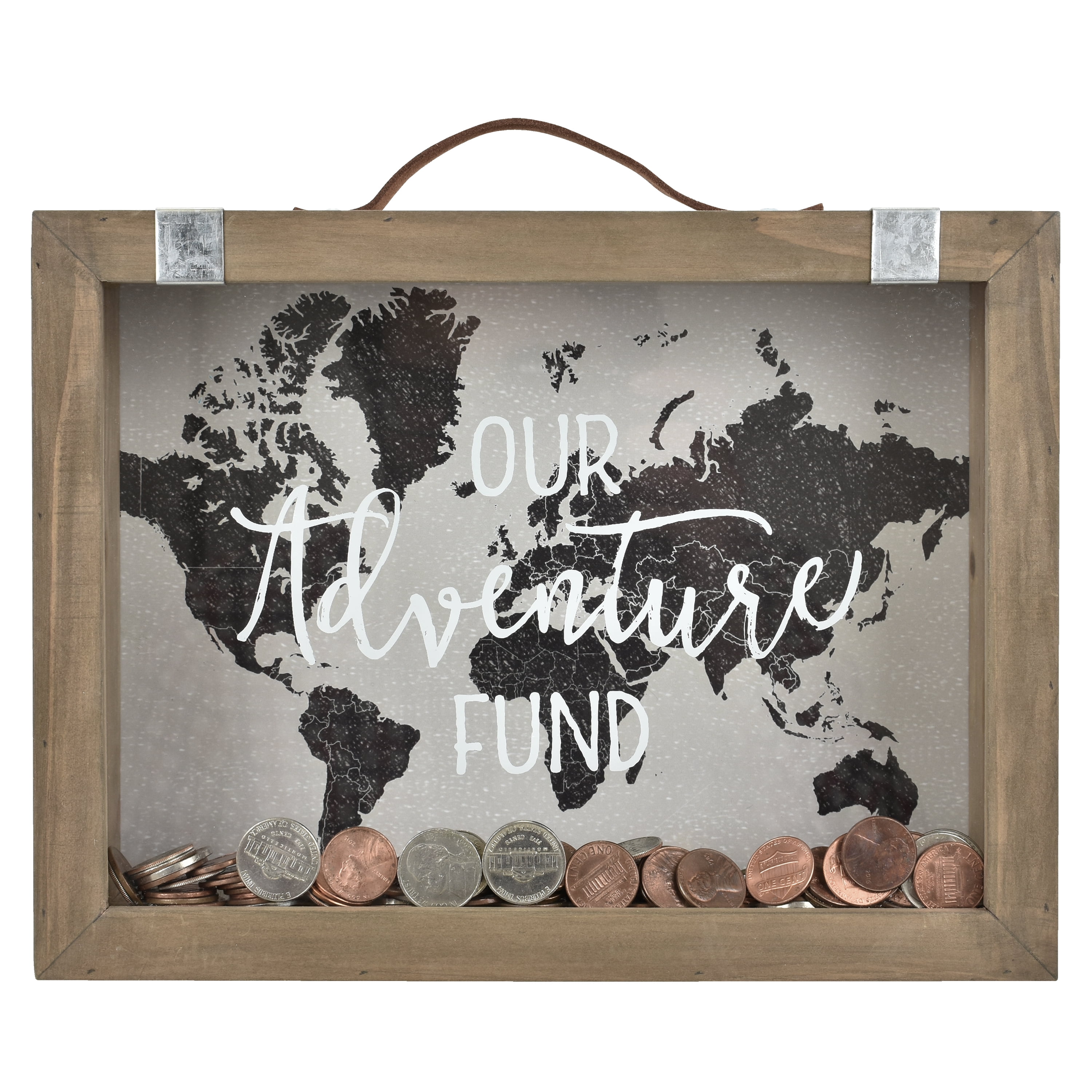 Blue Big Adventure Fund Map Money Box Cash Saving Travel World Modern Piggy Bank 