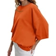 thumbnail image 4 of Crew Neck Half Sleeve Women Loose Solid Color T-shirt Tops, 4 of 6