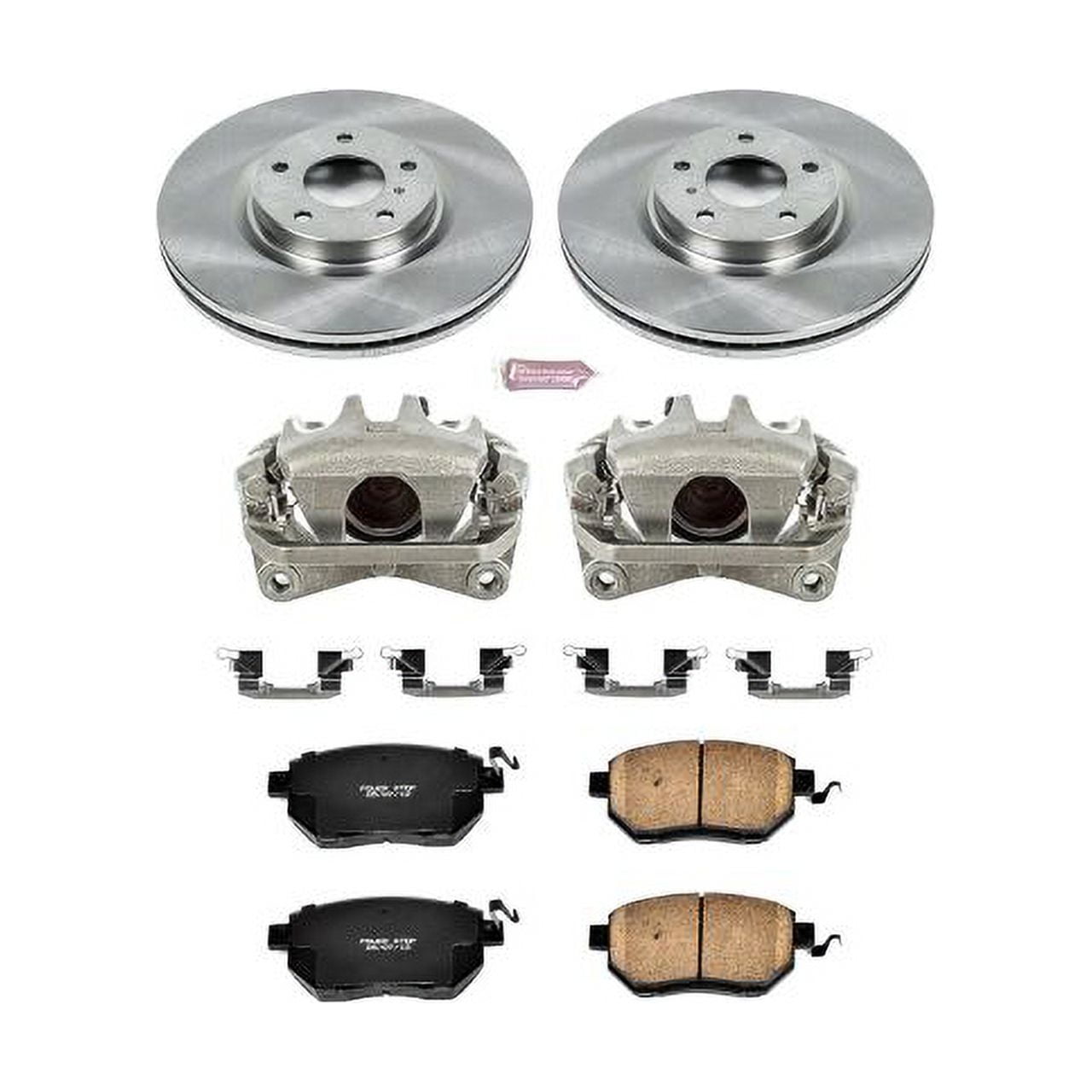 PowerStop Front Stock Replacement Brake Pad and Rotor Kit with Calipers Fits: NISSAN Select Models KCOE116A