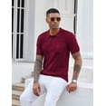 thumbnail image 3 of COOFANDY Men's Knit Polo Shirts Short Sleeve Vintage Polo Shirt Textured Polo T Shirt Classic Golf Shirt, 3 of 6