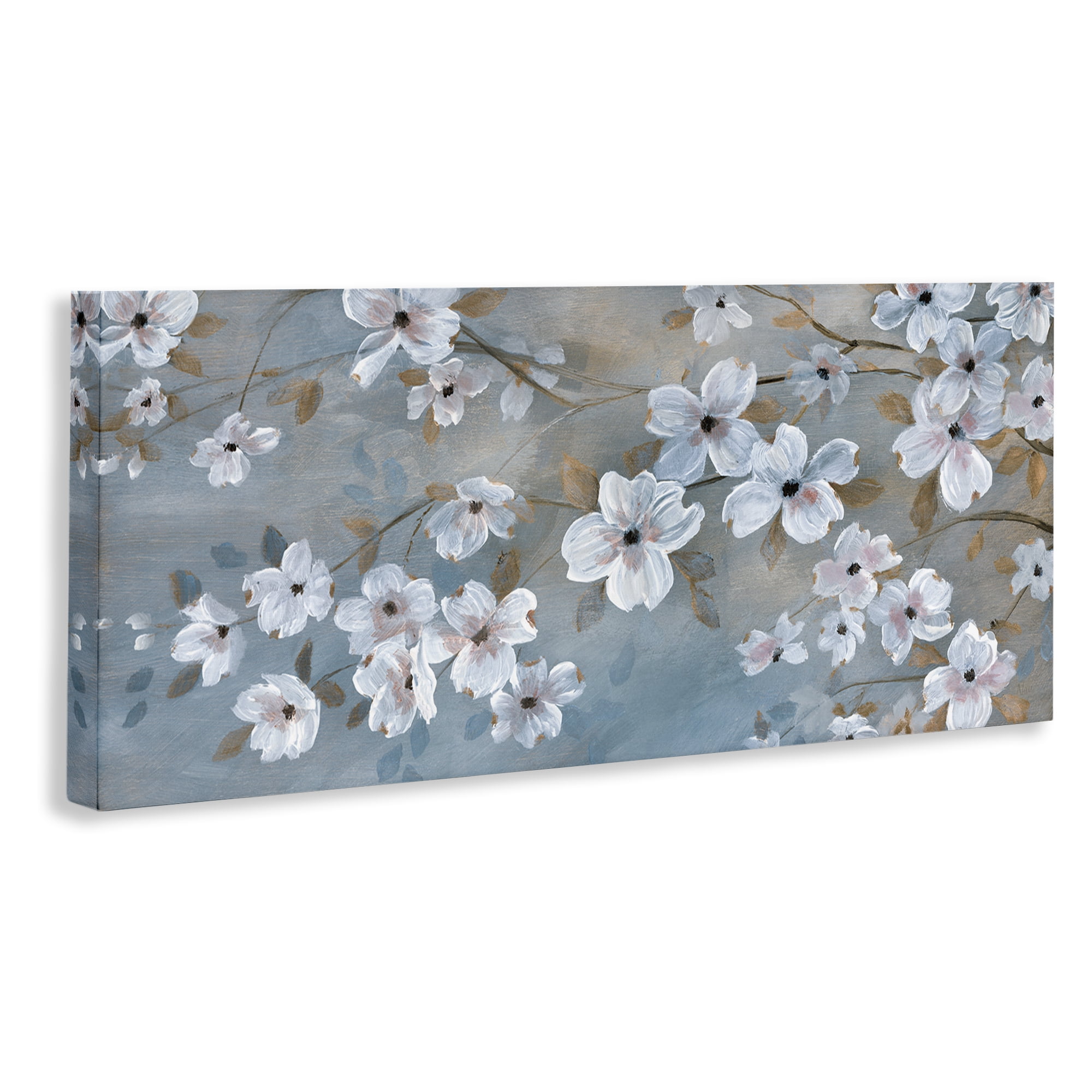 Stupell Industries Traditional Apple Blossoms Plants & Flowers Painting Wrapped Canvas Art Print Wall Art, 24 x 10