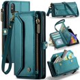 thumbnail image 1 of Funda tipo cartera para iPhone XS Max con bloqueo RFID, tarjetero, cremallera y ranura para billetes, correa de hombro magnética de piel sintética suave para mujer, 1 of 10