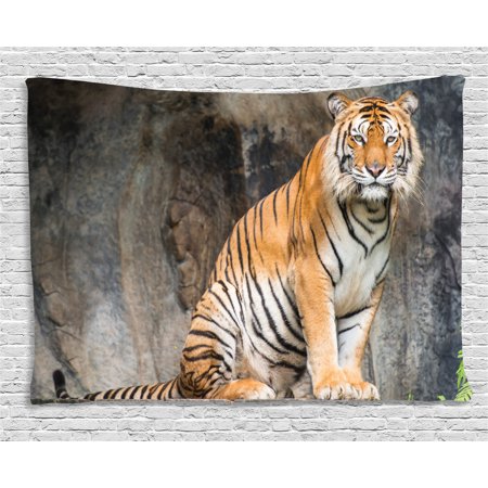 Zoo Tapestry Bengal Tiger Feline Predator Aggressive Hunter