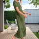 thumbnail image 1 of Vestido Plisado De Mujer Vestido plisado de mujer con cuello redondo Vestido de playa grande con bolsillos (Verde S) Cgtredaw para Mujer Verde T M, 1 of 6