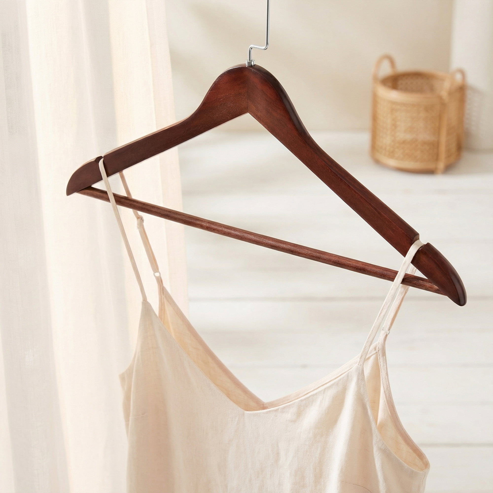 Unique Bargains 2Pcs Wood 360-Degree Space Saving Clothes Hangers Dark Brown