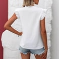 thumbnail image 4 of Tnhcen Women's Tie-Front Blouse, Floral Embroidered Short Sleeve Shirt, Summer Loose Fit Top with Ruffle Sleeves, Casual Satin Matte Shirt for Women S-2XL, 4 of 8