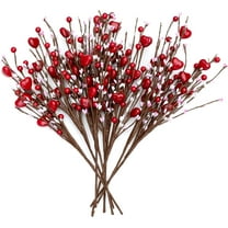 Valentines Day Decorations Gifts Heart Picks - 8 Pcs Artificial Red Berry Flower Stems Heart Shaped Picks for Home, Restaurant Decor, Wedding (Red)