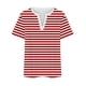 thumbnail image 4 of Fiudx Ofertas de La Semana Blusas Informales de Gran Tamaño para Mujer, Camiseta con Botones Estampados a Rayas, Top de Manga Corta con Cuello En V y Bolsillo Falso, 4 of 4