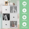 thumbnail image 4 of Floor Standing Bookcase Cabinet, 3-Tier Storage Organizer with 3 Cubes & 3 Drawers, Modern Bookshelf with Anti-toppling Device, for Office, Living Room, Study Room, White, 4 of 8