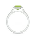 thumbnail image 3 of 925 Sterling Silver Emerald Cut Peridot Halo Ring, Moissanite Engagement Ring in White Gold Plated| August Birthstone Wedding Ring, Birthday, Anniversary Jewelry, Ring Size 10, 3 of 4