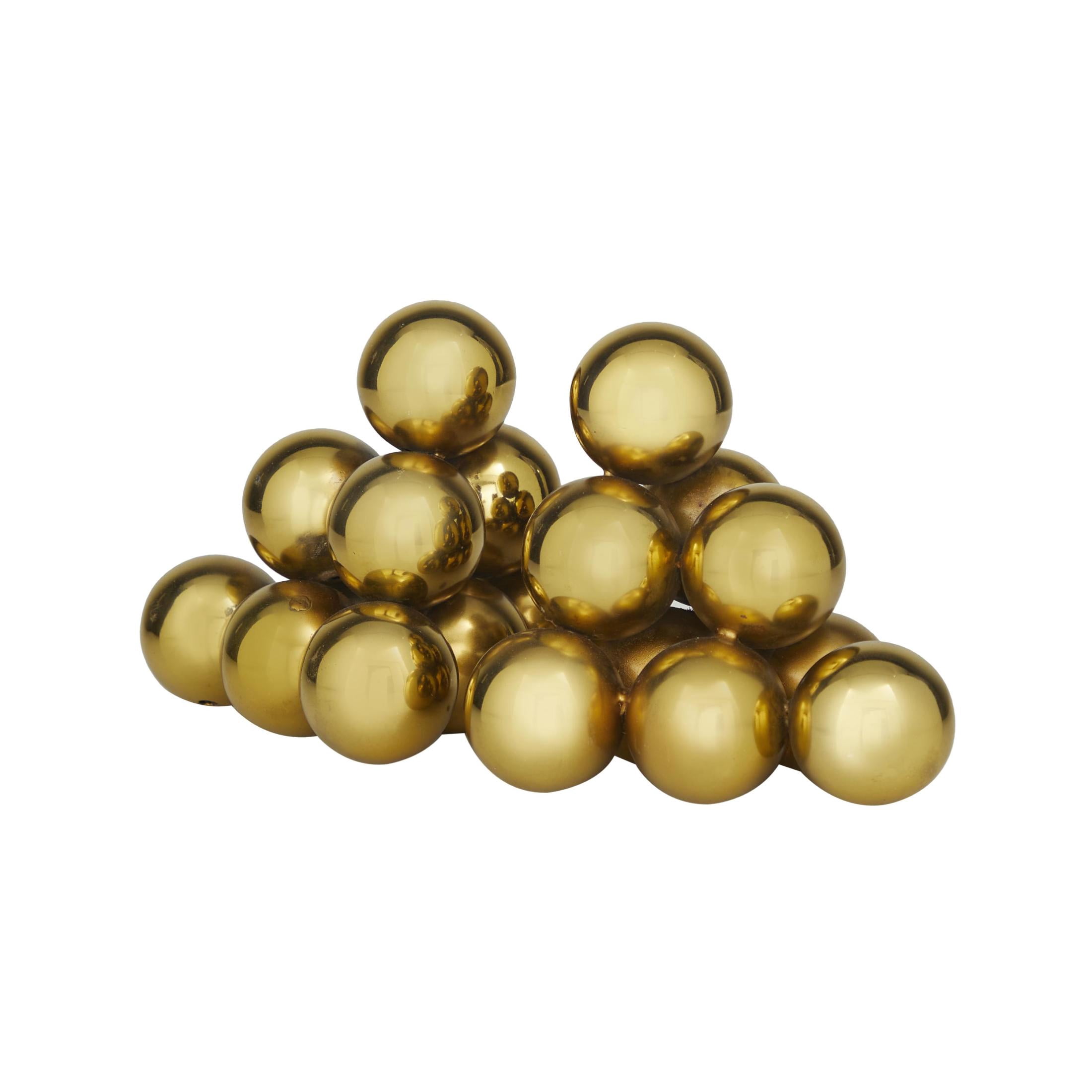 DecMode Stainless Steel Modern Bookend Pairs with Triangular Arranged Orbs 6"W x 5"H, Features a Metallic Gold Finish