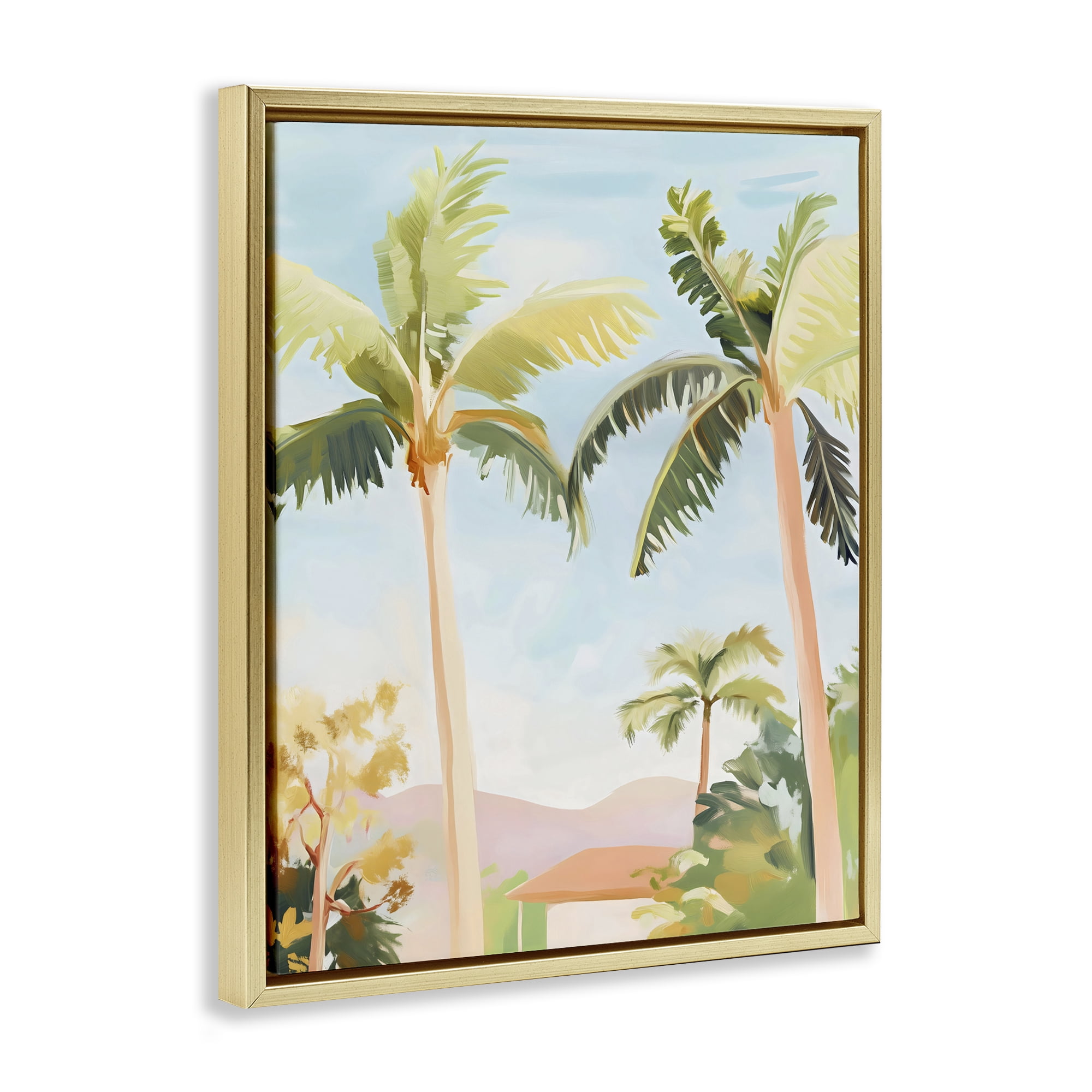 Stupell Industries Rising Above Tropical Palms Gold Framed Floater Canvas Wall Art, design by The Prints Vibe