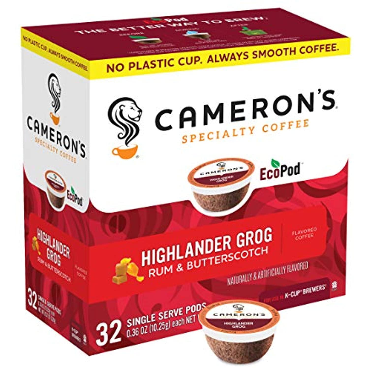 Camerons Coffee Single Serve Pods, Flavored, Highlander Grog, 32 Count
