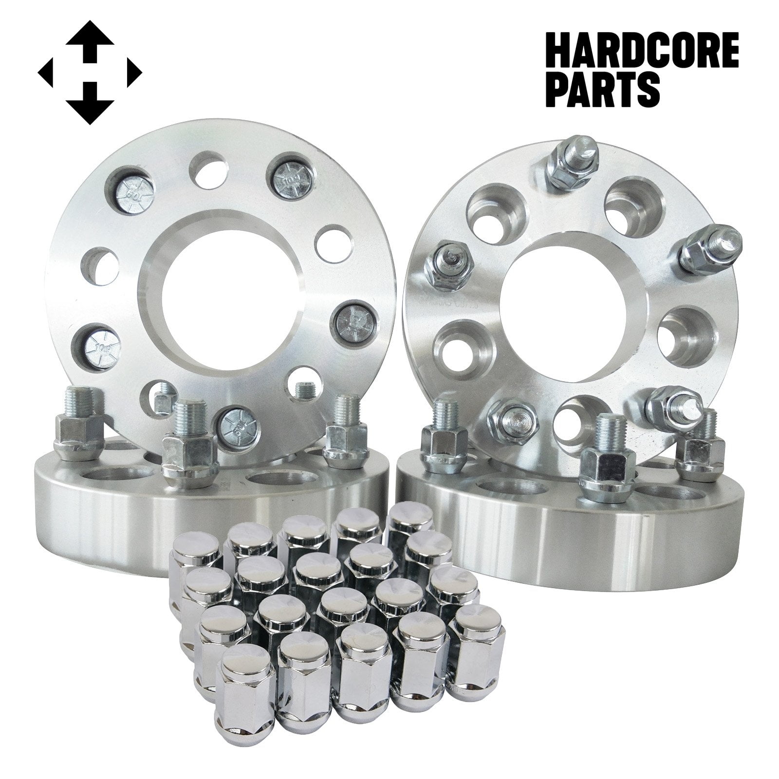 4 QTY Wheel Adapters + 20 Lug Nuts for 5x4.5 to 5x5 1.25"(32mm) Adapts