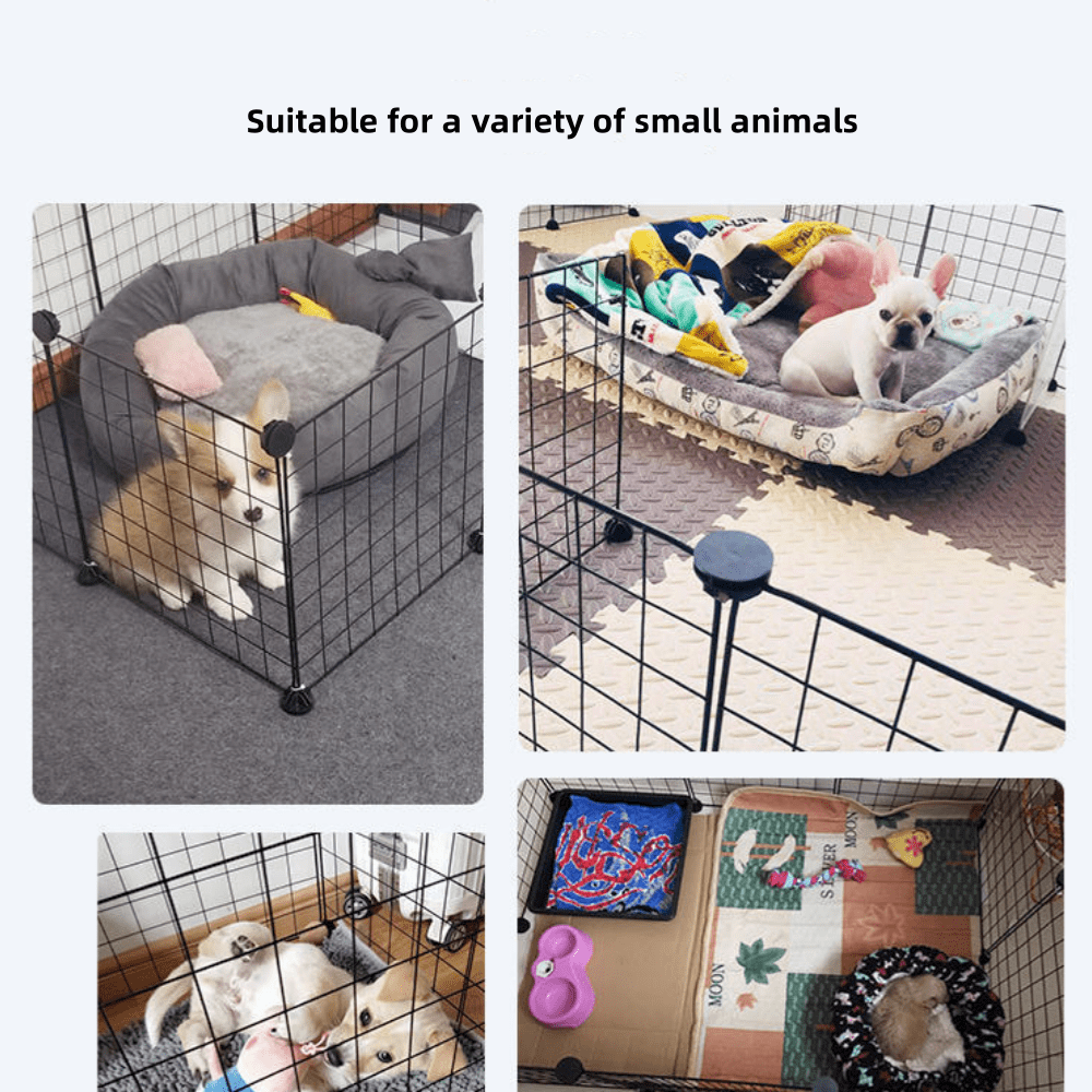 DIY Small Animal Pet Playpen, Guinea Pig Cages, Rabbit Playpen, Dog/ Puppy Playpen, Indoor Portable Metal Wire Yard Fence, 14.5X14.5 Inch, 12 Panels, Black
