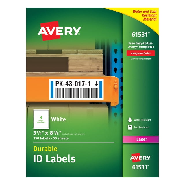 Etiquetas de identificación Avery Durable White Cover Up para impresora láser