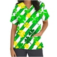 thumbnail image 3 of BiZtdJrK St Patrick's Day Scrub Tops for Women Short Sleeve V-Neck Printed Scrubs Top Holiday Medical Nursing Uniforms Going Out Outfits Yellow XXL Big Sale Days, 3 of 6