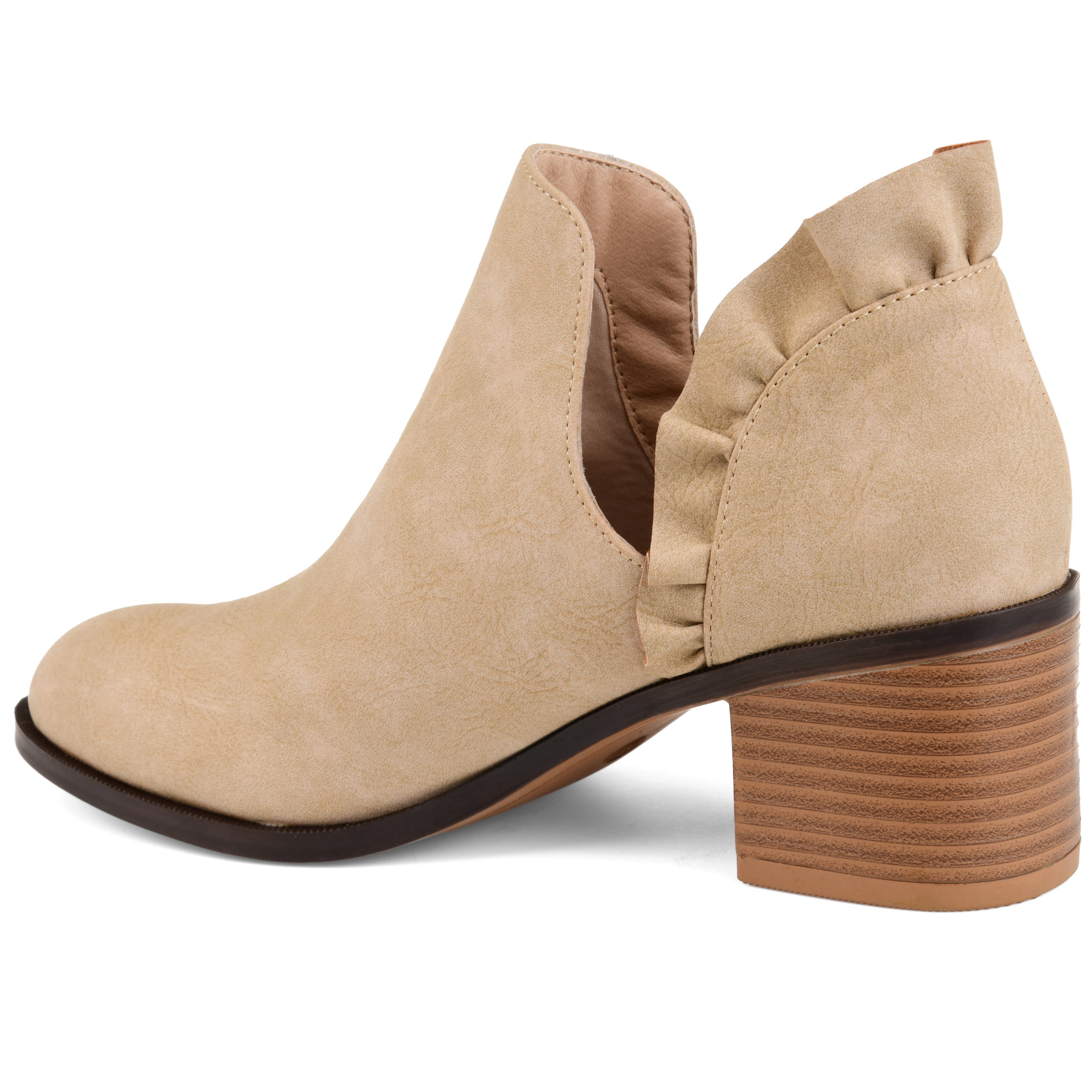 Journee Womens Lennie Slip On Stacked Heel Booties