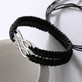thumbnail image 2 of 2PC/Set Stainless Steel 8 Infinity Couple Bracelet Braided Leather Rope Bracelet Wrist Adjustable Chain for Lover Friendship, 2 of 5