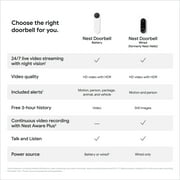 Google Nest Doorbell (Battery) - Video Doorbell Camera - Wireless Doorbell Security Camera - Snow