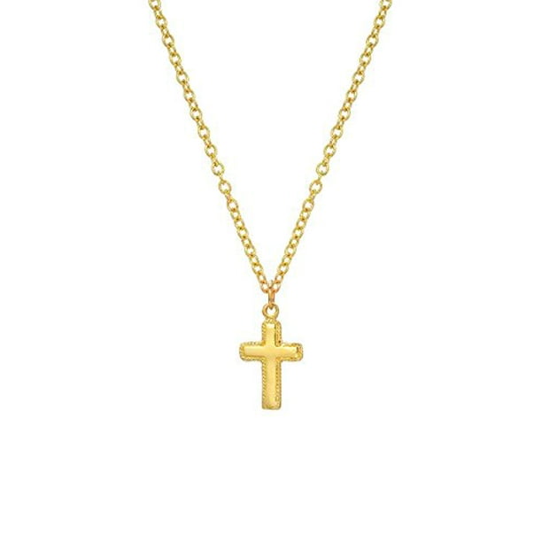 14 Karat Yellow Gold Cross Pendant Necklace, 18