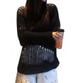 thumbnail image 2 of Women's Sweater Solid Long Sleeve Irregular Hollow-out Crochet Knitted Pullover Ripped Tops, 2 of 4