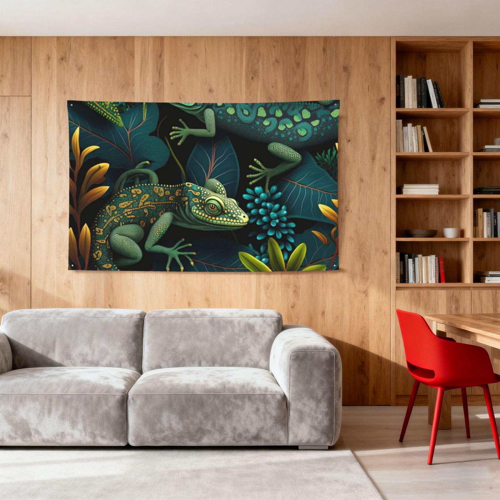 Lizards Lizard Art Green Four Hole Decorated Banner Flag for Garden Yard Home Decoration Indoor Outdoor 4x6 Ft