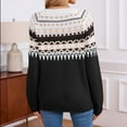 thumbnail image 5 of vigerkar Fair Isle Sweater Women Oversized Knit Vintage Crochet Cozy Long Sleeve Pullover Sweaters Fall Winter Outfits (Black, S), 5 of 9