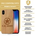 thumbnail image 7 of Case Yard Wooden Case Outside Soft TPU Silicone, Slim Fit Shockproof Wood Protective Phone Cover for Girls Boys Men and Women, Supports Wireless Charging US Army Logo Design case for iPhone-X, 7 of 7