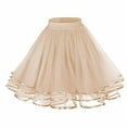 thumbnail image 2 of Bovxnpu Plus Size Skirts For Women, Women's High Waist A-Line Skirt Flared Midi Skirt, Women's Fashionable Comfy Solid Color Elastic Waist Fold Skirt Free Size, 2 of 3