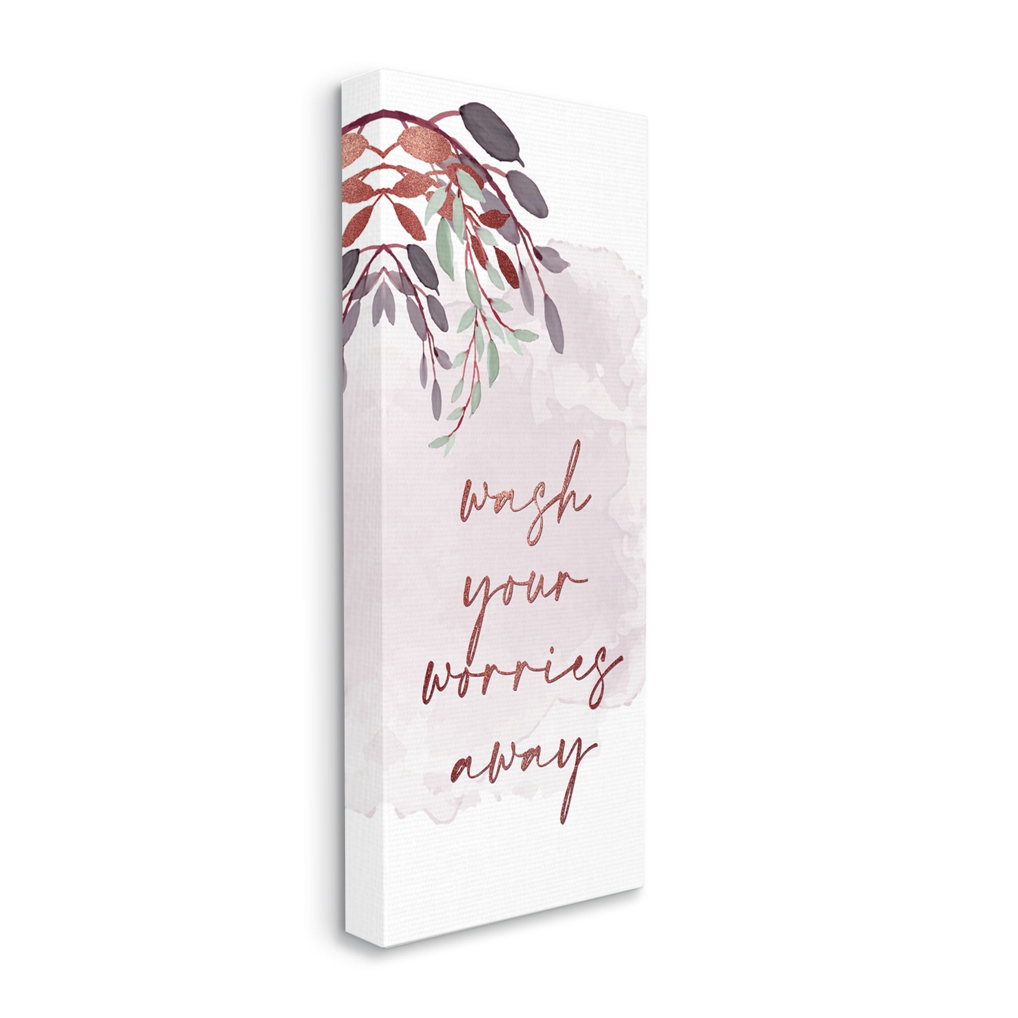 Stupell Industries Pink Wash Worries Away Botanical & Floral Painting Gallery Wrapped Canvas Art Print Wall Art, 20 x 48
