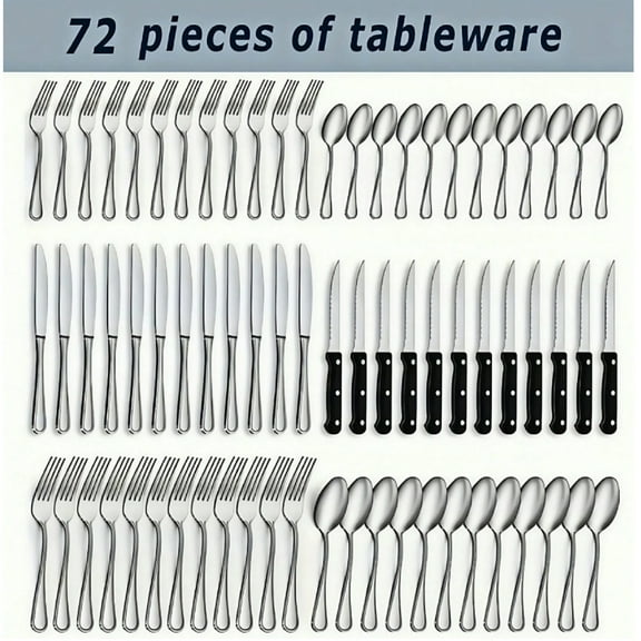 72-Piece Steak Knife Cutlery Set Flatware Sets Service for 12