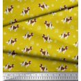 thumbnail image 2 of Soimoi Yellow Silk Fabric Bird,Paw & Cocker Spaniel Dog Decor Fabric Printed Yard 42 Inch Wide, 2 of 3