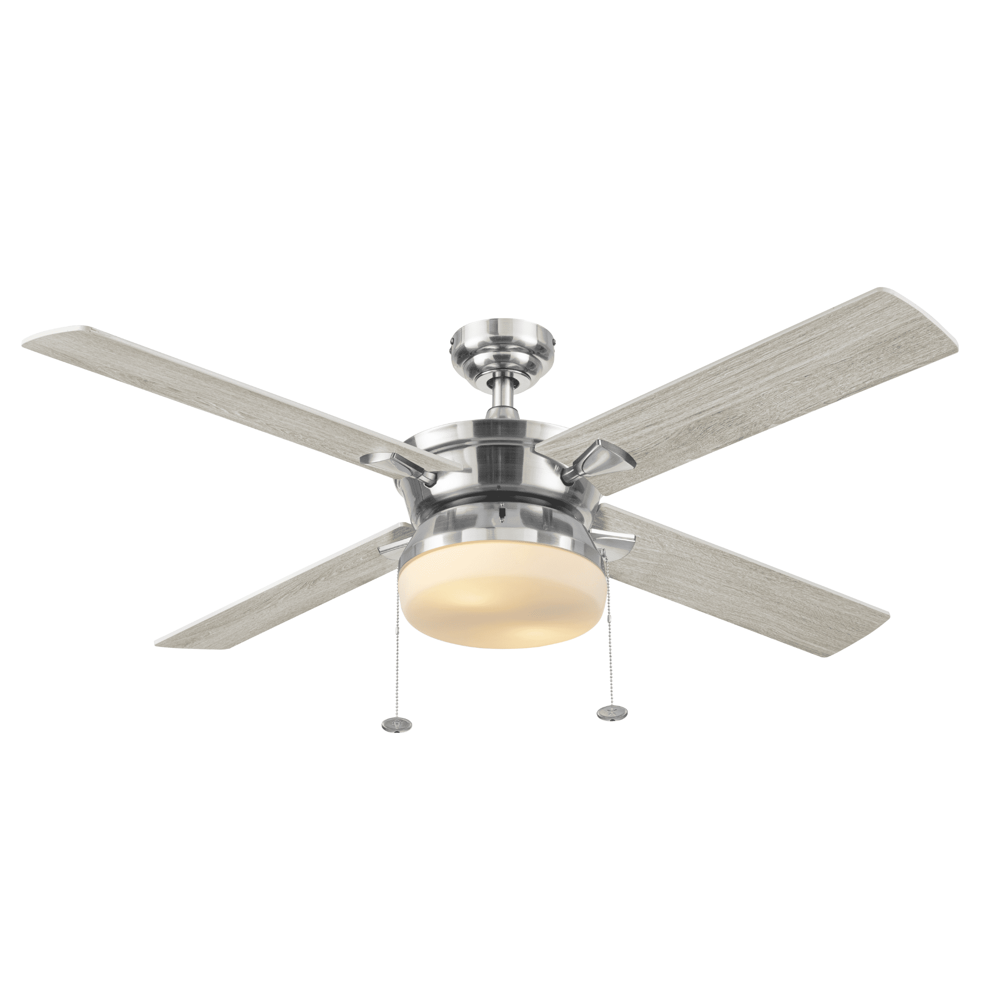 Better Homes & Gardens Blair 52" Nickel Modern Indoor Ceiling Fan with Light, 4 Blades, Pull Chains & Reverse Airflow