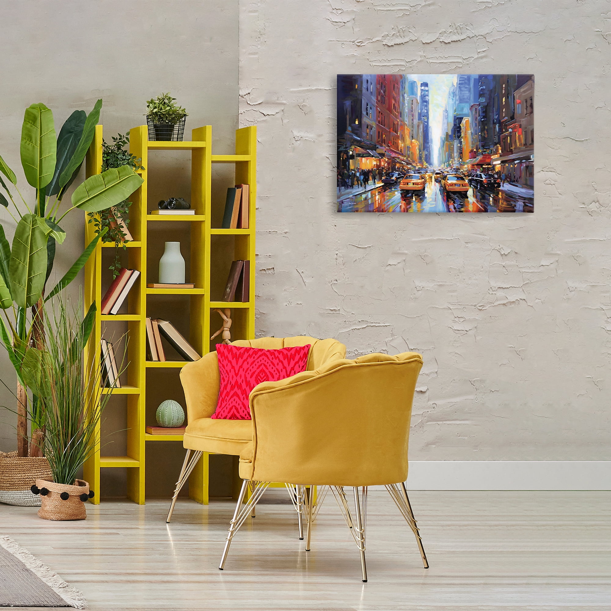 Stupell Industries City Traffic in Rain Scenic & Cityscapes Painting Wrapped Canvas Art Print Wall Art, 30 x 20