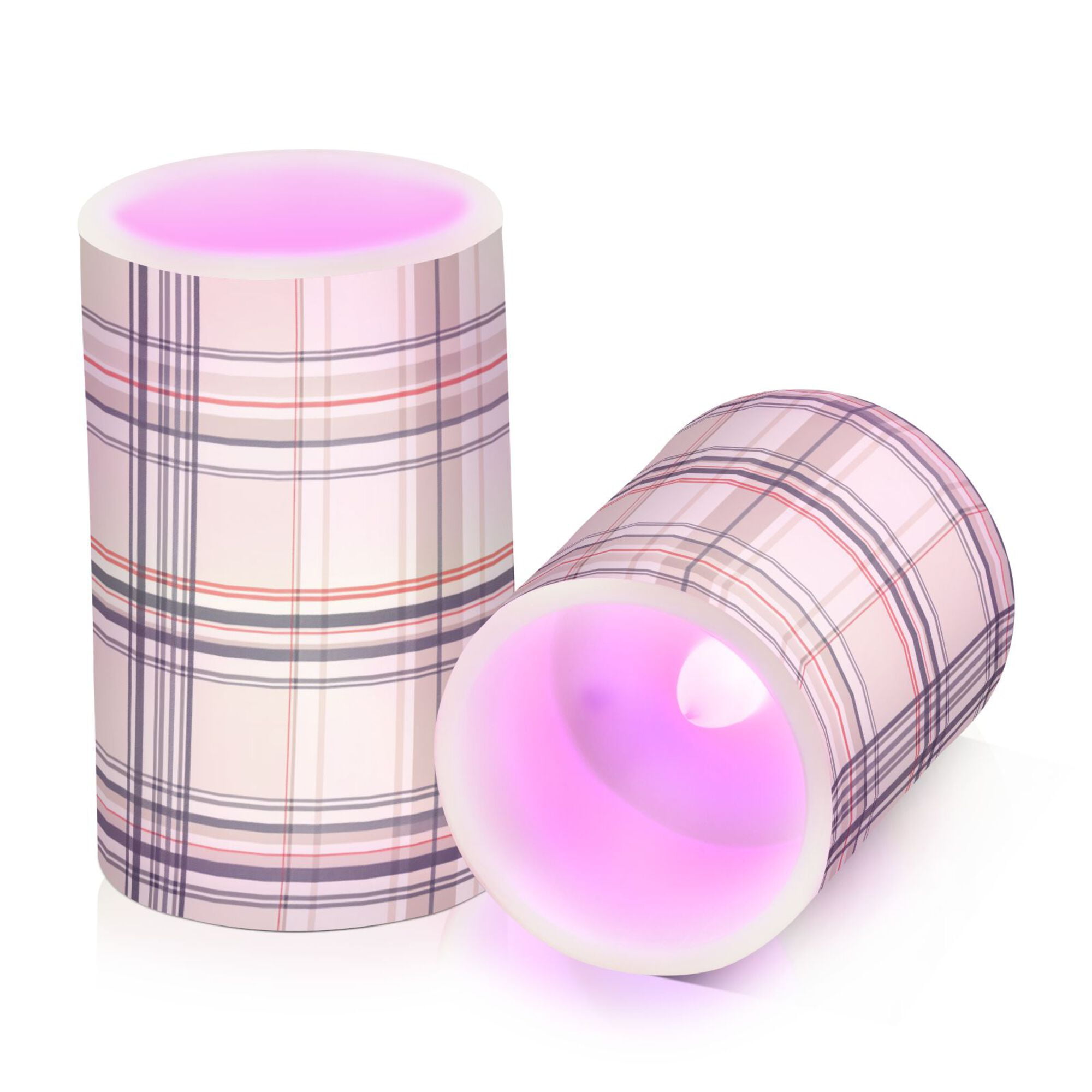 Yayeee Flameless Candles with Remote Flickering Battery Operated Multi Color Changing, Beige Plaid Pattern