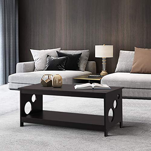TaoHFE Coffee Table with Storage for Living Room,Black Coffee Table Sofa Table Modern
