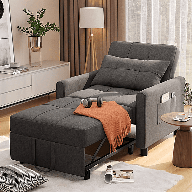 Sofa Chair Bed 3 in 1, Lofka Convertible Sleeper Chair Bed with Adjustable Backrest for Office