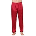 thumbnail image 2 of SWSMCLT Men's Satin Pajama Pants Lightweight Straight Leg Lounge Loose Summer Elastic Waist Sleepwear Long Pj Trousers Red Small, 2 of 4