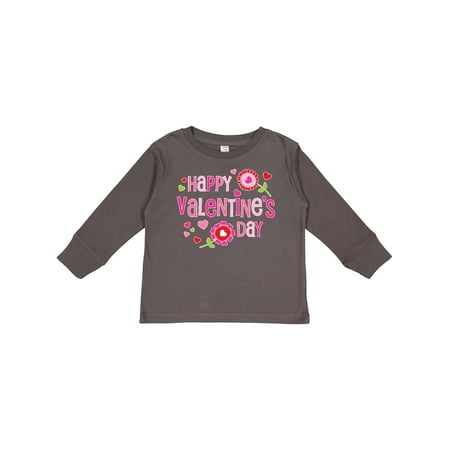 

Inktastic Happy Valentines Day- flowers and hearts Boys or Girls Long Sleeve Toddler T-Shirt